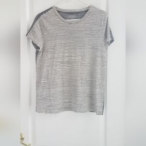 Athleta Striped Black and White T-Shirt Size Medium